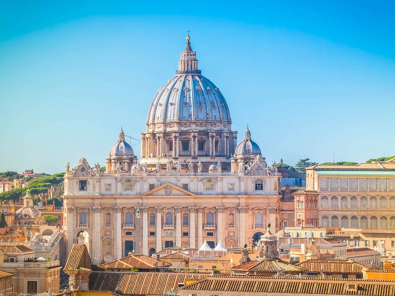 St Peter's Basilica and its square in Rome